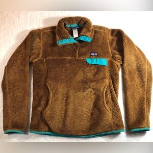 Patagonia Women’s Brown Fleece Pullover with Teal Accents